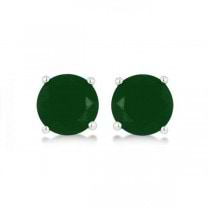 Green Agate Stud Earrings Sterling Silver Prong Set (3.60ct)