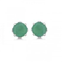 Emerald Stud Earrings Sterling Silver Prong Set (0.96ct)
