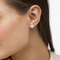 White Pearl Stud Earrings Sterling Silver Prong Set (5mm)