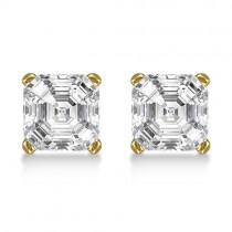 1.00ct. Asscher-Cut Lab Diamond Stud Earrings 14kt Yellow Gold (SI1, G-H)