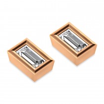 0.75ct Baguette-Cut Diamond Stud Earrings 18kt Rose Gold (G-H, VS2-SI1)