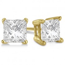 1.00ct. Princess Diamond Stud Earrings 14kt Yellow Gold (H-I, SI2-SI3)