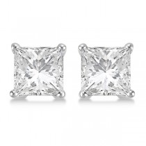 2.50ct. Princess Lab Diamond Stud Earrings Palladium (H-I, SI2-SI3)