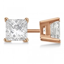 1.50ct. Princess Lab Diamond Stud Earrings 14kt Rose Gold (G-H, SI1)