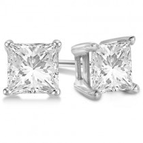 2.50ct. Princess Lab Diamond Stud Earrings Platinum (G-H, SI1)