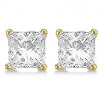 1.50ct. Princess Lab Diamond Stud Earrings 14kt Yellow Gold (F-G, VS1)