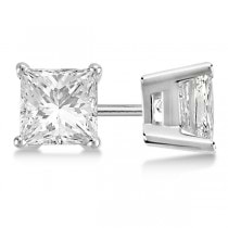 2.00ct. Princess Lab Diamond Stud Earrings Platinum (F-G, VS1)