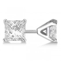1.00ct. Martini Princess Lab Diamond Stud Earrings Palladium (H-I, SI2-SI3)