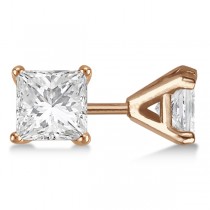 1.00ct. Martini Princess Diamond Stud Earrings 14kt Rose Gold (G-H, VS2-SI1)