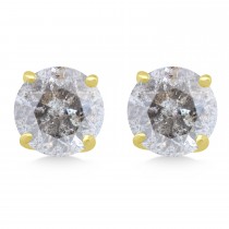 1.50ct. 4-Prong Basket Salt & Pepper Diamond Stud Earrings 14kt Yellow Gold
