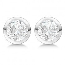 1.00ct. Bezel Set Diamond Stud Earrings 18kt White Gold (H-I, SI2-SI3)
