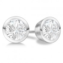 1.00ct. Bezel Set Lab Diamond Stud Earrings 14kt White Gold (H-I, SI2-SI3)