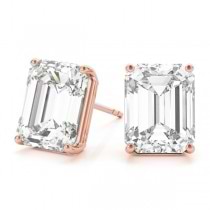 1.00ct Emerald-Cut Diamond Stud Earrings 14kt Rose Gold (G-H, VS2-SI1)