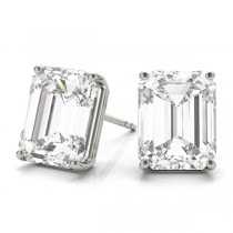 1.00ct Emerald-Cut Diamond Stud Earrings 14kt White Gold (G-H, VS2-SI1)