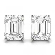 0.50ct Emerald-Cut Diamond Stud Earrings 14kt White Gold (G-H, VS2-SI1)