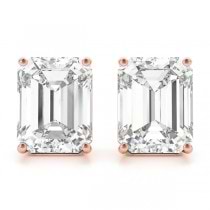 2.00ct Emerald-Cut Lab Diamond Stud Earrings 14kt Rose Gold (G-H, VS2-SI1)