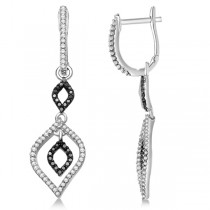White and Black Color Diamond Dangle Earrings Sterling Silver (0.50ct)
