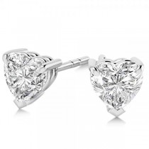 1.50ct. Heart-Cut Diamond Stud Earrings 14kt White Gold (H, SI1-SI2)
