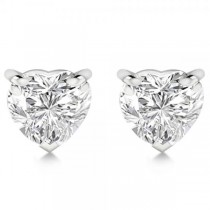 1.00ct Heart-Cut Diamond Stud Earrings 14kt White Gold (H, SI1-SI2)