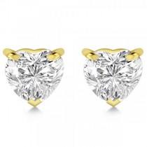 1.00ct Heart-Cut Diamond Stud Earrings 14kt Yellow Gold (H, SI1-SI2)