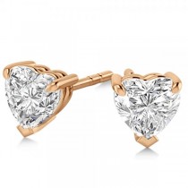 1.50ct Heart-Cut Moissanite Stud Earrings 14kt Rose Gold (F-G, VVS1)