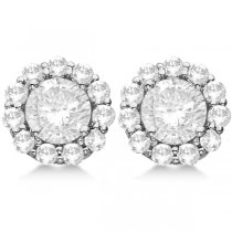 2.00ct. Halo Diamond Stud Earrings 14kt White Gold (H, SI1-SI2)