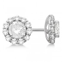 0.75ct. Halo Diamond Stud Earrings 14kt White Gold (H, SI1-SI2)