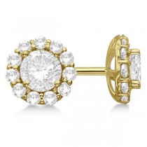 1.00ct. Halo Diamond Stud Earrings 14kt Yellow Gold (G-H, VS2-SI1)