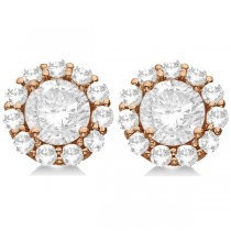 0.75ct. Halo Diamond Stud Earrings 18kt Rose Gold (G-H, VS2-SI1)