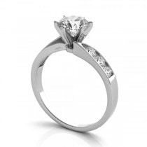 Diamond Swirl Engagement Ring Channel Set 14k White Gold (0.35ct)