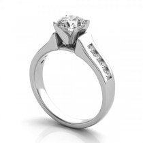 Diamond Accented Channel Set Engagement Ring 14k White Gold (0.29ct)
