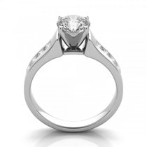 Diamond Accented Channel Set Engagement Ring 14k White Gold (0.29ct)