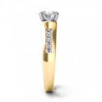 Diamond Accented Channel Set Engagement Ring 14k Yellow Gold (0.29ct)
