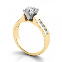 Diamond Accented Channel Set Engagement Ring 14k Yellow Gold (0.29ct)