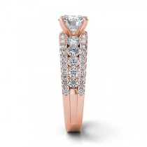 Triple Row Luxury Diamond Engagement Ring 14k Rose Gold (1.12ct)