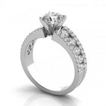 Triple Row Luxury Diamond Engagement Ring 14k White Gold (1.12ct)