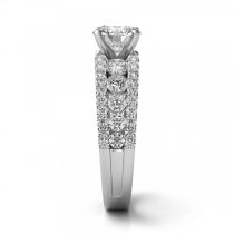 Triple Row Luxury Diamond Engagement Ring 14k White Gold (1.12ct)