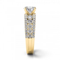 Triple Row Luxury Diamond Engagement Ring 14k Yellow Gold (1.12ct)