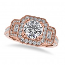 Diamond Vintage Square Halo Engagement Ring 14k Rose Gold (2.00ct)