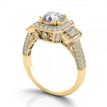 Diamond Vintage Square Halo Engagement Ring 14k Yellow Gold (2.00ct)