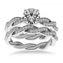 Diamond Twisted Bridal Set Setting 14k White Gold (0.42ct)
