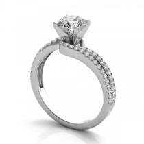 Diamond Split Shank Twisted Engagement Ring 14k White Gold (0.34ct)