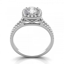 Diamond Square Halo Engagement Ring 14k White Gold (1.50ct)