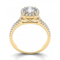 Diamond Square Halo Engagement Ring 14k Yellow Gold (1.50ct)