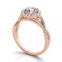 Twisted Diamond Halo Engagement Ring 14k Rose Gold (1.50ct)
