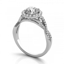 Twisted Diamond Halo Engagement Ring 14k White Gold (1.50ct)