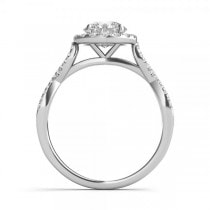 Twisted Diamond Halo Engagement Ring 14k White Gold (1.50ct)