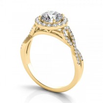 Twisted Diamond Halo Engagement Ring 14k Yellow Gold (1.50ct)