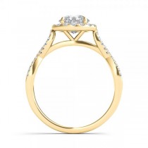 Twisted Diamond Halo Engagement Ring 14k Yellow Gold (1.50ct)