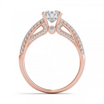 Diamond Pave Set Cathedral Engagement Ring 14k Rose Gold (0.45ct)